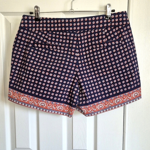 J. Crew Navy Blue Floral Boho‎ Paisley Cotton Shorts Womens 8 - Picture 10 of 16